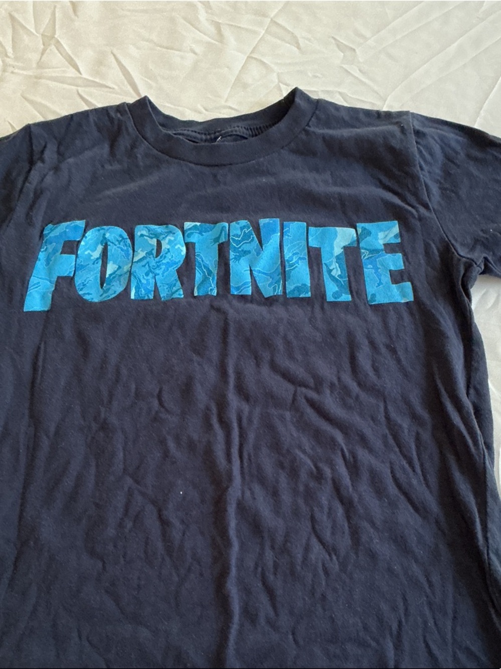 Fortnite Kids' Short Sleeve Tee - Navy with Blue Logo